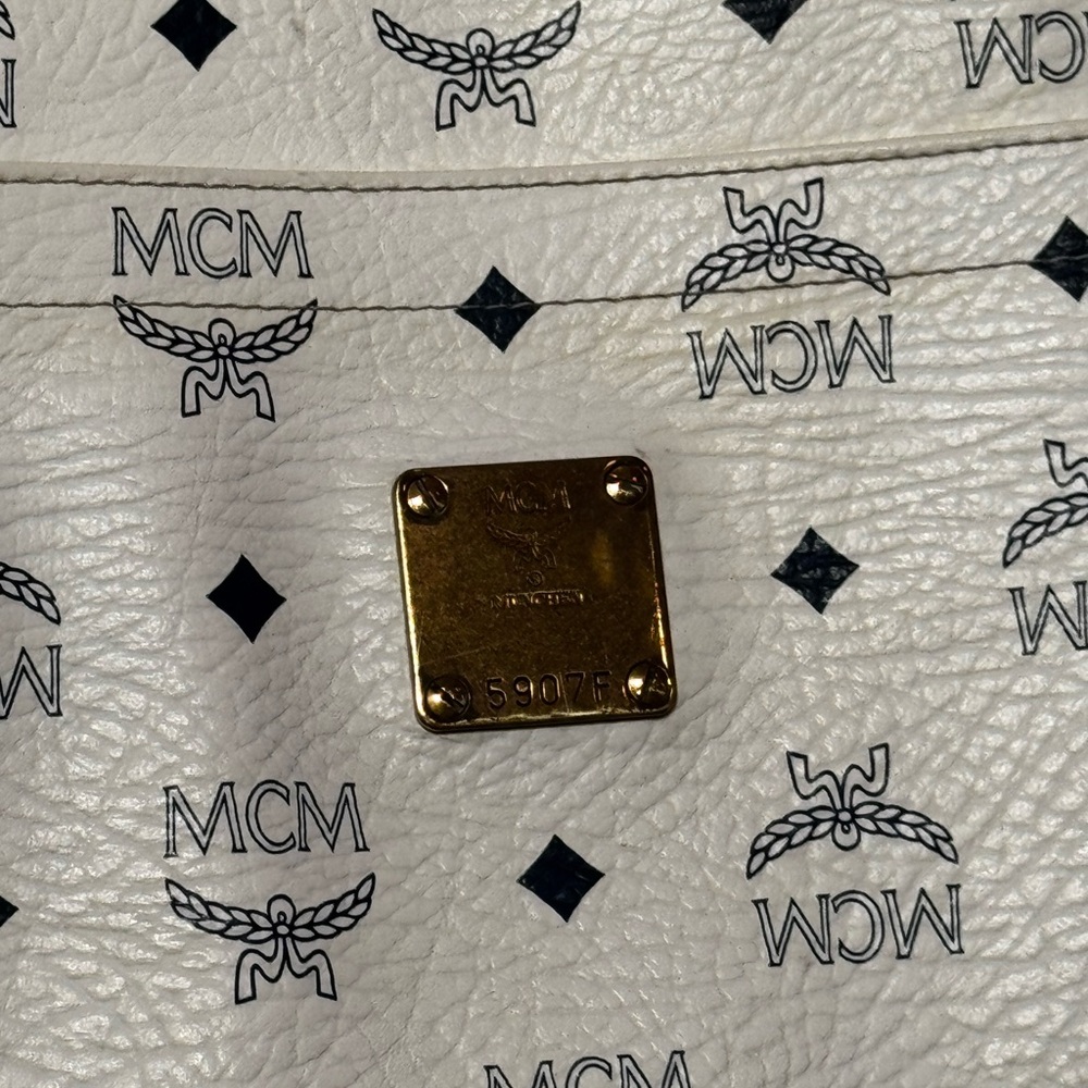 MCM Visetos White Monogram Large Shoulder Tote Shopper Bag - Picture 4 of 11